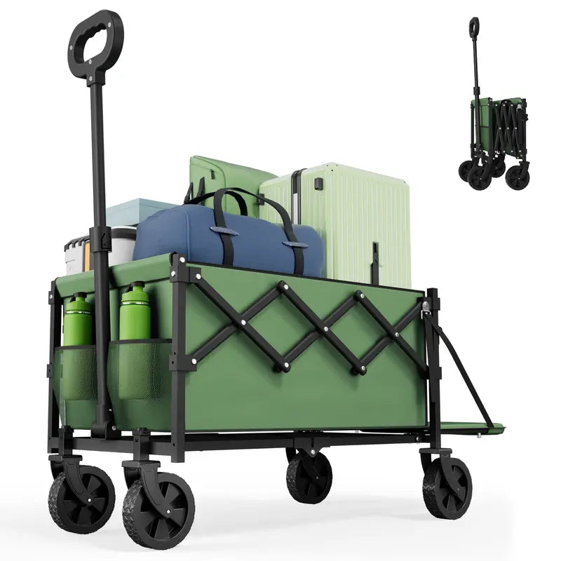 💪Heavy Duty Collapsible Wagon with Tailgate | 350lbs Capacity Utility Cart
