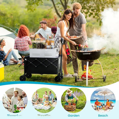 💪Heavy Duty Collapsible Wagon with Tailgate | 350lbs Capacity Utility Cart