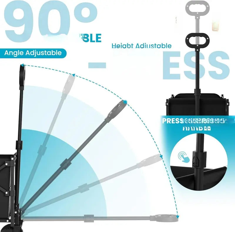 💪Heavy Duty Collapsible Wagon with Tailgate | 350lbs Capacity Utility Cart