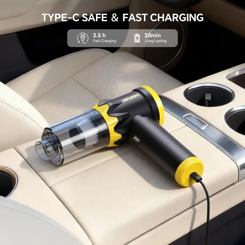 20KPa Wireless Car Vacuum | 4-in-1 Portable | Type-C Fast Charging