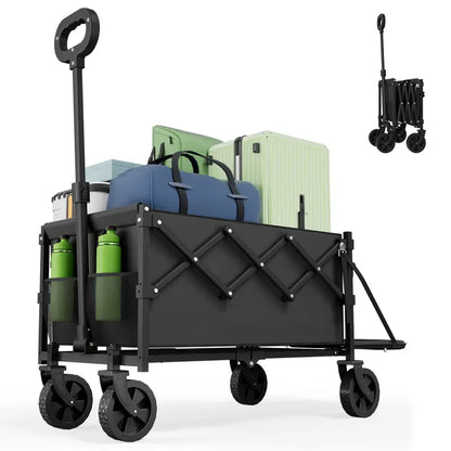 💪Heavy Duty Collapsible Wagon with Tailgate | 350lbs Capacity Utility Cart