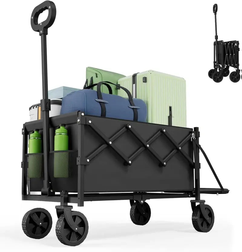 💪Heavy Duty Collapsible Wagon with Tailgate | 350lbs Capacity Utility Cart