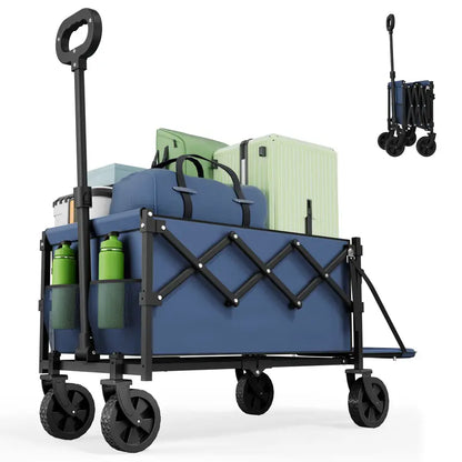 💪Heavy Duty Collapsible Wagon with Tailgate | 350lbs Capacity Utility Cart