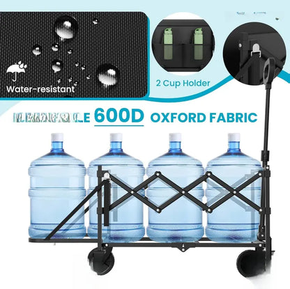 💪Heavy Duty Collapsible Wagon with Tailgate | 350lbs Capacity Utility Cart